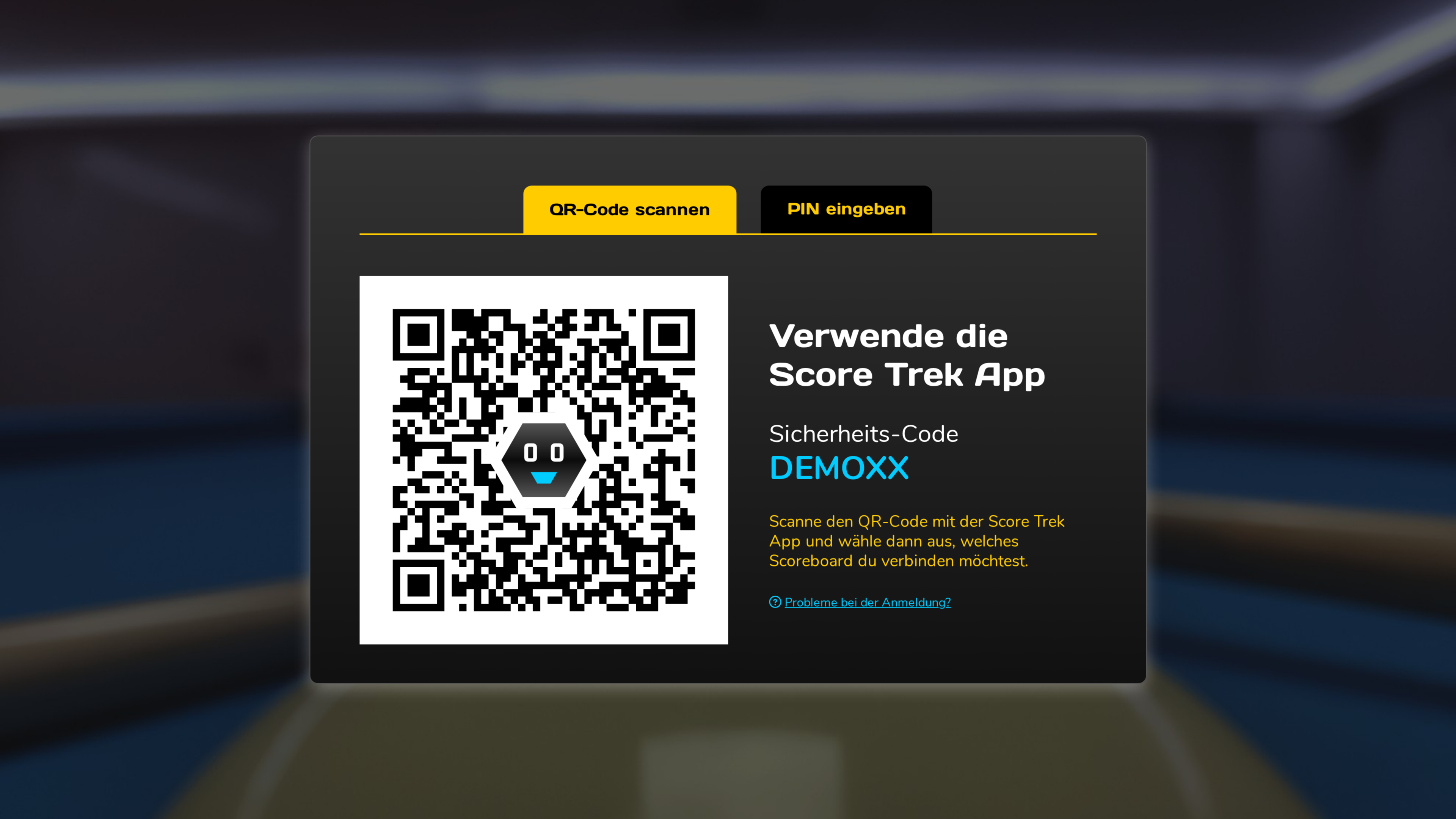 Anmeldebildschirm des Scoreboards unter touch.score-trek.de.