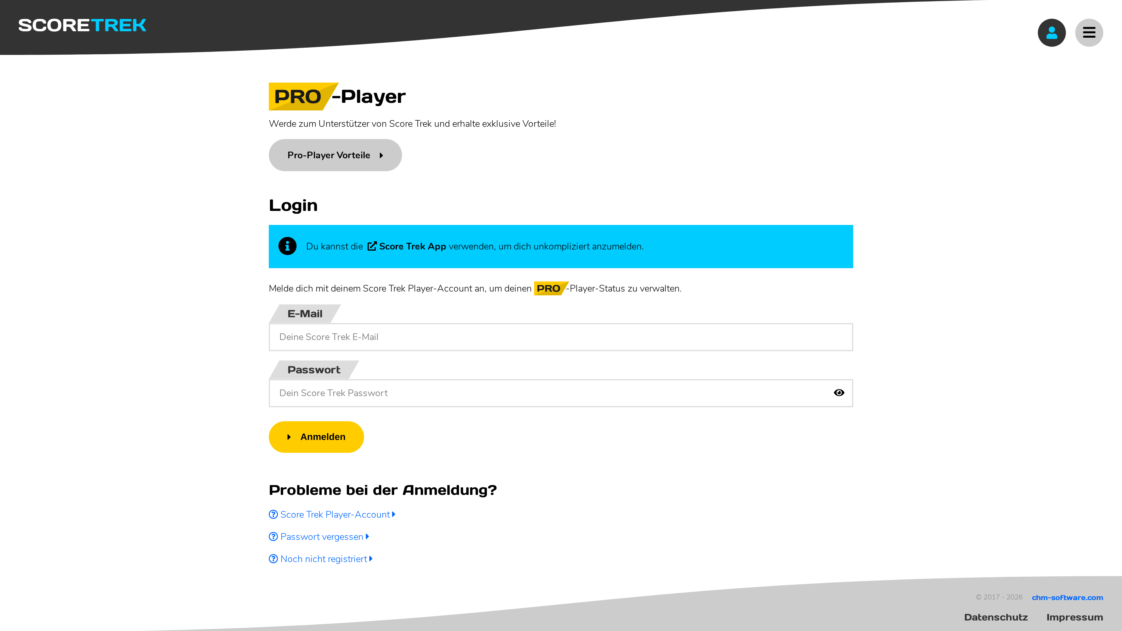 Die Pro-Player-Seite auf score-trek.de.